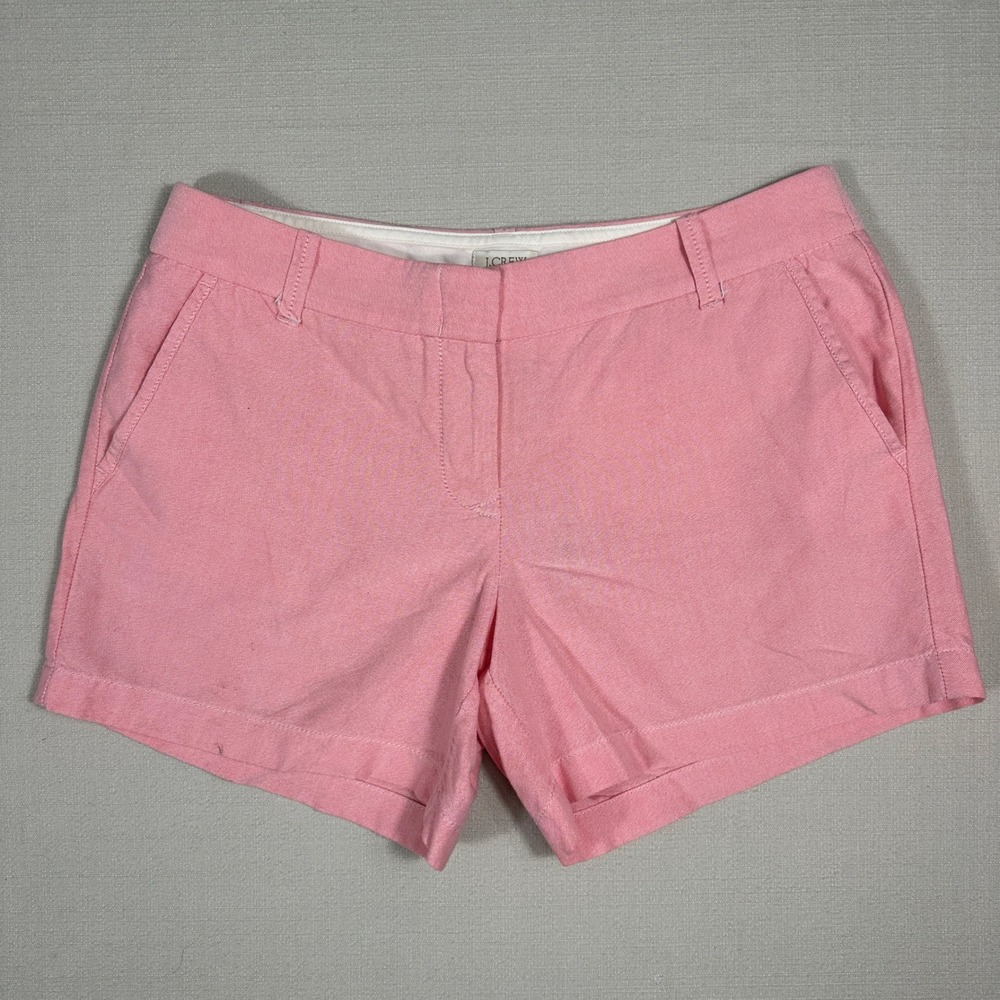 J.Crew Chino Shorts Womens 8 Pink Good Cotton Flat Front A1544 Preppy Casual‎